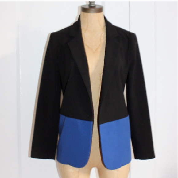 Aqua Black/blue Colorblock Suit Jacket Blazer Sz 8 - Picture 5 of 5